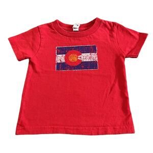 Red Short Sleeve Colorado Flag TShirt - 24 Months